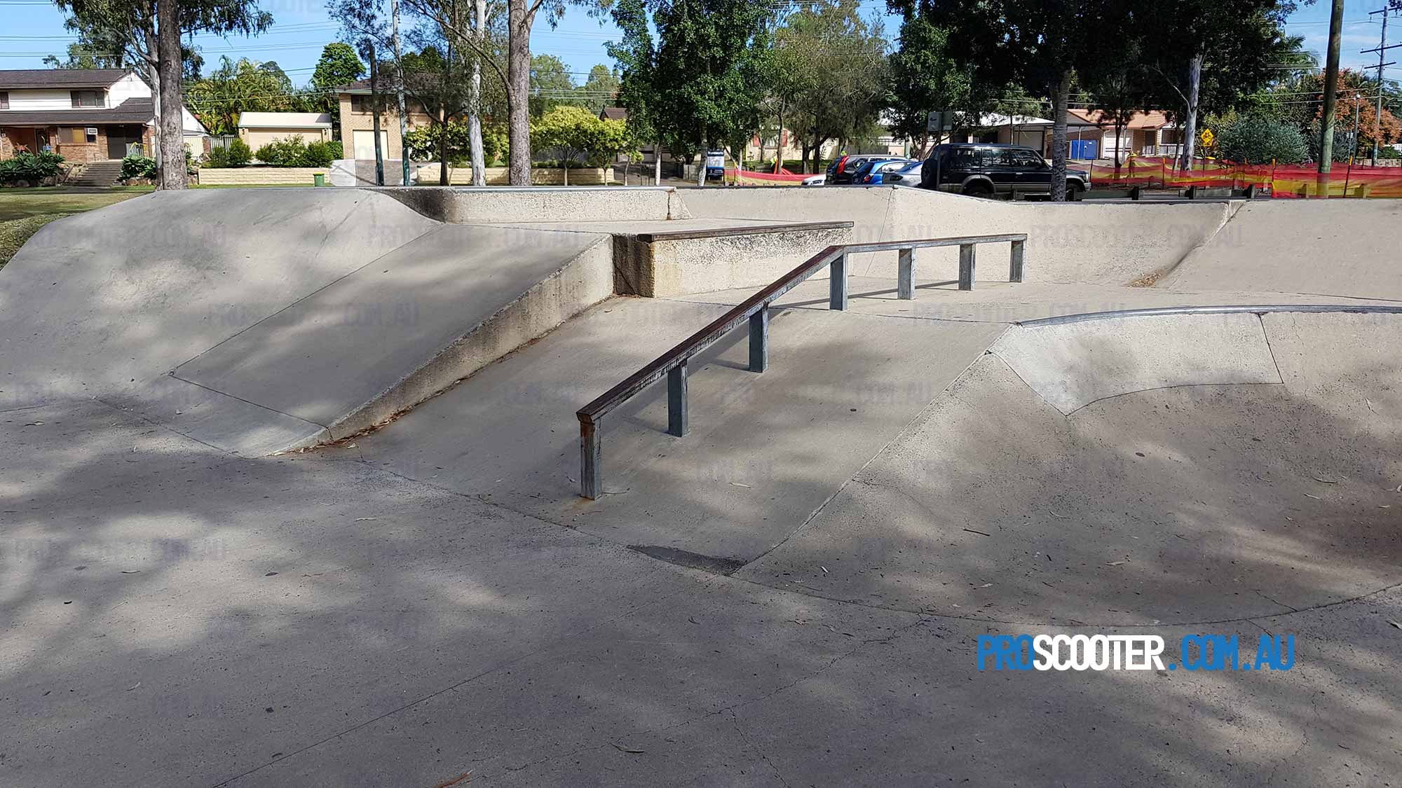 Down rail and bank at Collingwood Park Skate Park